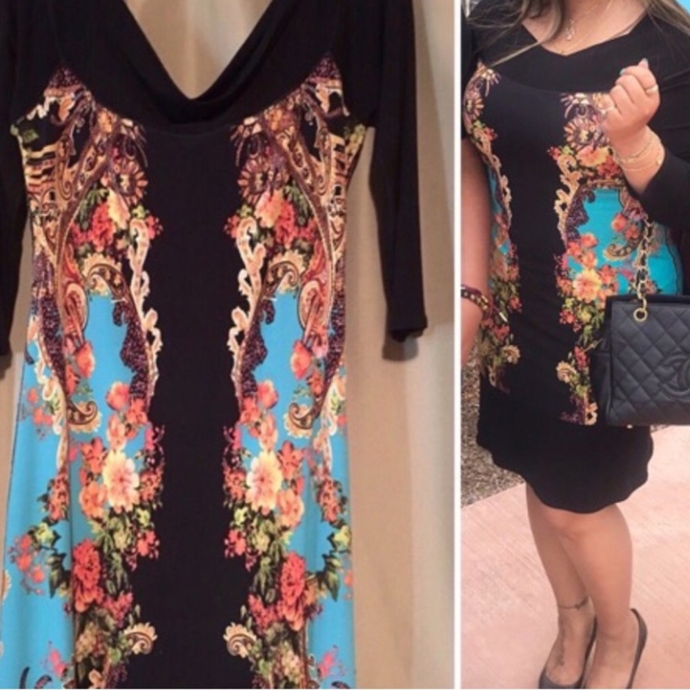 👑✅PRICE FIRM✅Eva Varro Colorful Off the Shoulder Long Sleeve Midi Dress. - Picture 7 of 11